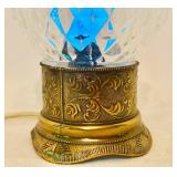 Vintage MCM I.W. Rice & Co Portable Lamp Etched Glass Globe Boudoir Light