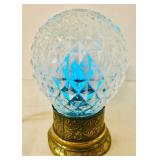Vintage MCM I.W. Rice & Co Portable Lamp Etched Glass Globe Boudoir Light