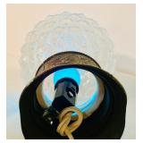Vintage MCM I.W. Rice & Co Portable Lamp Etched Glass Globe Boudoir Light