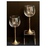 Gorgeous Vintage Solid Brass Stem Wine Glasses from Thailand