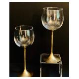 Gorgeous Vintage Solid Brass Stem Wine Glasses from Thailand