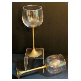 Gorgeous Vintage Solid Brass Stem Wine Glasses from Thailand