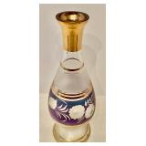 Vintage Purple and Gold Etched Glass Vase