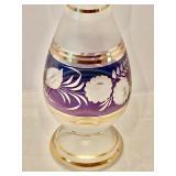 Vintage Purple and Gold Etched Glass Vase