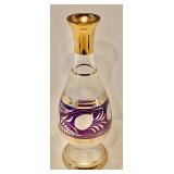 Vintage Purple and Gold Etched Glass Vase