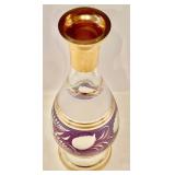 Vintage Purple and Gold Etched Glass Vase