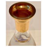 Vintage Purple and Gold Etched Glass Vase