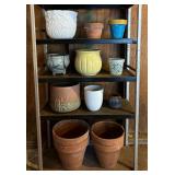 Storage Shelf with Pots and Planters