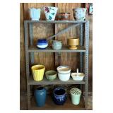 Metal Storage Shelf with Planters and Pots