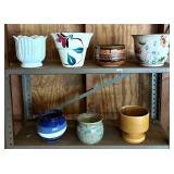Metal Storage Shelf with Planters and Pots