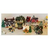 Variety of Lighted Holiday Houses / Buildings, Including Department 56 House HAUNTED MANSION