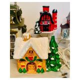 Variety of Lighted Holiday Houses / Buildings, Including Department 56 House HAUNTED MANSION