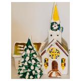 Variety of Lighted Holiday Houses / Buildings, Including Department 56 House HAUNTED MANSION