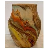 Vintage Nemadji Pottery Vase Hand-Made Clay Swirl Vintage