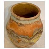 Vintage Nemadji Pottery Vase Hand-Made Clay Swirl Vintage