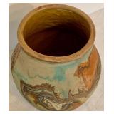 Vintage Nemadji Pottery Vase Hand-Made Clay Swirl Vintage