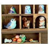 Vintage Wall Hanging Display Box with Small Collectables