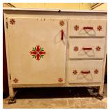 Vintage Wood and Metal Storage Cabinet with Drawers