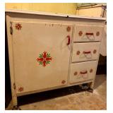 Vintage Wood and Metal Storage Cabinet with Drawers