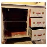 Vintage Wood and Metal Storage Cabinet with Drawers