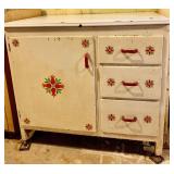 Vintage Wood and Metal Storage Cabinet with Drawers