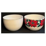 Vintage Two Enamel Mixing Bowl including a Vintage Arabia Poinsetta Enamel Mixing Bowl