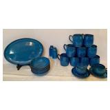 Variety of Vintage Blue Stoneware Mugs, Bowls and More!