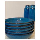 Variety of Vintage Blue Stoneware Mugs, Bowls and More!