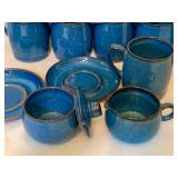 Variety of Vintage Blue Stoneware Mugs, Bowls and More!