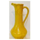 Pretty Vintage Yellow Pottery Pitcher