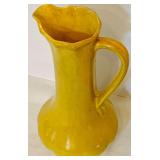 Pretty Vintage Yellow Pottery Pitcher