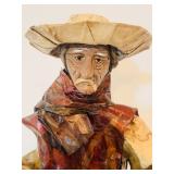 Vintage Folk Art Paper Mache Mexican Man Carrying Pottery