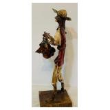 Vintage Folk Art Paper Mache Mexican Man Carrying Pottery