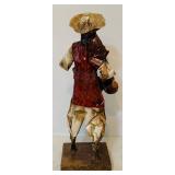Vintage Folk Art Paper Mache Mexican Man Carrying Pottery
