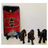 Beautiful Vintage Handmade Wood Lion and Elephant Figurines