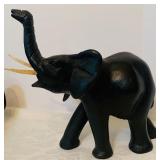 Beautiful Vintage Handmade Wood Lion and Elephant Figurines