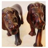 Beautiful Vintage Handmade Wood Lion and Elephant Figurines