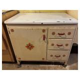 Vintage Wood and Metal Storage Cabinet with Drawers