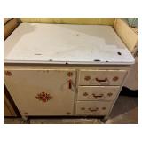 Vintage Wood and Metal Storage Cabinet with Drawers