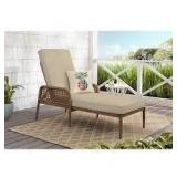 Hampton Bay Coral Vista Brown Wicker Outdoor Patio Chaise Lounge with CushionGuard Putty Tan Cushions  Customer Returns See Pictures