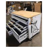 Husky Tool Storage 46 in. W Gloss White Mobile Workbench Cabinet Damaged No Keys Customer Returns See Pictures