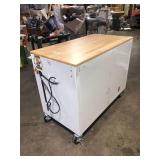 Husky Tool Storage 46 in. W Gloss White Mobile Workbench Cabinet Damaged No Keys Customer Returns See Pictures