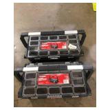 Lot of Husky Connect Stackable Portable Cantilever 22 Removable Compartment Small Tool and Parts Organizer With Steel Handle Customer Returns See Pictures
