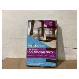 Vibrant Life Single Door Folding Metal Wire Dog Crate with Divider and Tray