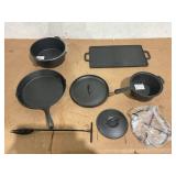 7PCS Bruntmor Camping Cooking Set Pre Seasoned Cast Iron Pots And Pans