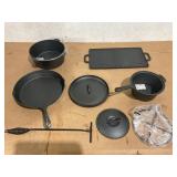 7PCS Bruntmor Camping Cooking Set Pre Seasoned Cast Iron Pots And Pans
