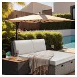 Wicker Outdoor Day Bed with Removable Storage Cabinet and Bedside Cabinets, White Cushions   Customer Returns See Pictures