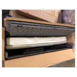 Wicker Outdoor Day Bed with Removable Storage Cabinet and Bedside Cabinets, White Cushions   Customer Returns See Pictures