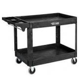 Karl home 2 Tier Large 550 lbs. Capacity Shelf Plastic Utility Cart with Wheels Black   Customer Returns See Pictures