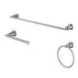 Lot of Glacier Bay Oswell 3-Piece Bath Hardware Set with Toilet Paper Holder, Hand Towel Holder, 24 in. Towel Bar in Brushed Nickel     Customer Returns See Pictures